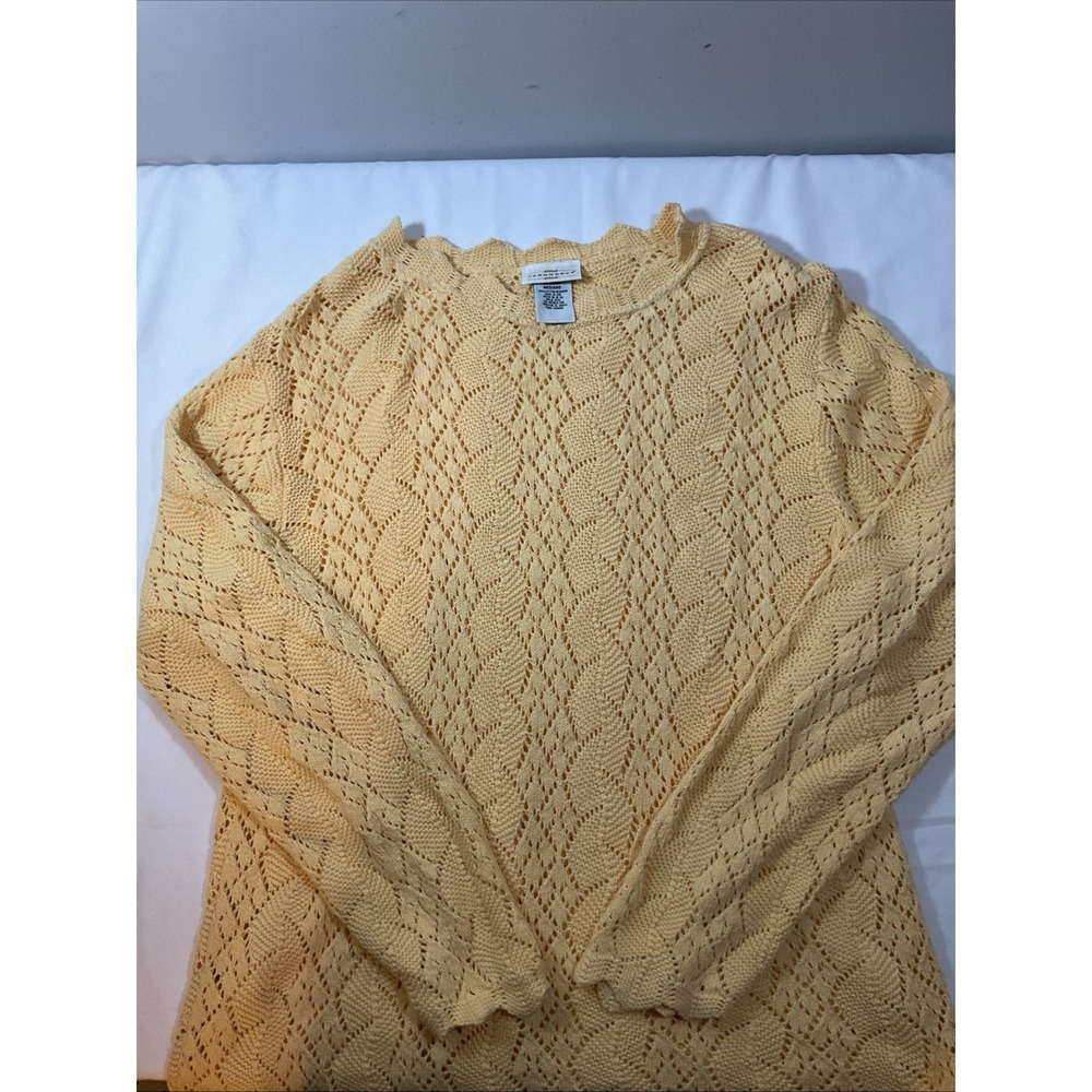 Yarnworks Womens Yellow Mock Neck Pullover Sweater Size Medium‎